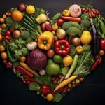 healthy vegetables in the shape of a heart